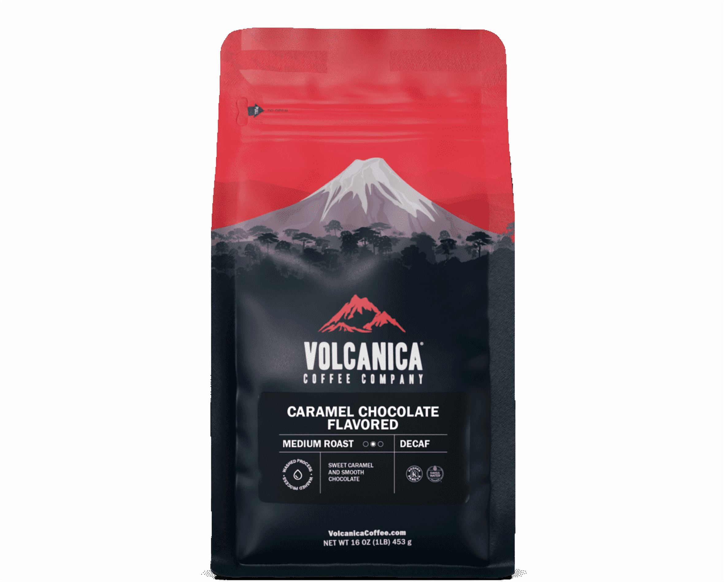 Volcanica Caramel Chocolate Coffee - Whole Bean Flavored Coffee, Fresh Roasted 16oz