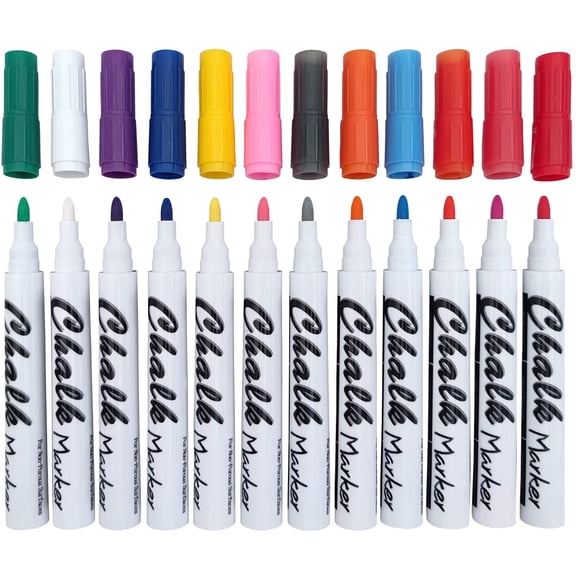 Volcanics Liquid Chalk Markers for Chalkboard Glass Markers Chalkboard Markers Erasable,12 Pack,12 Colors