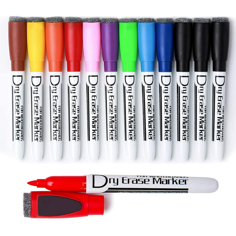 SAYEEC Magnetic Dry Erase Markers Fine Tip, 12 Colors Whiteboard Markers  with Eraser Cap, Low Odor White Board Markers Dry Erase Marker Magic  Painting