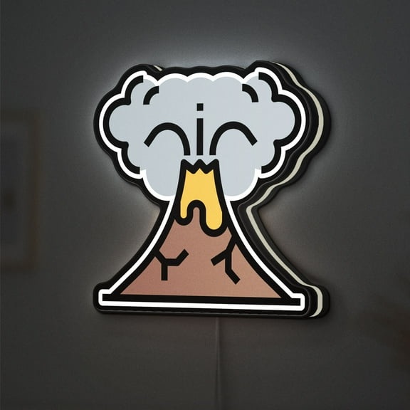 Volcano 3D Novelty Light Box, Lava Flow Landscape Lamp for Earth Lovers and Environmental Decor (Width 8 inch, 20cm)