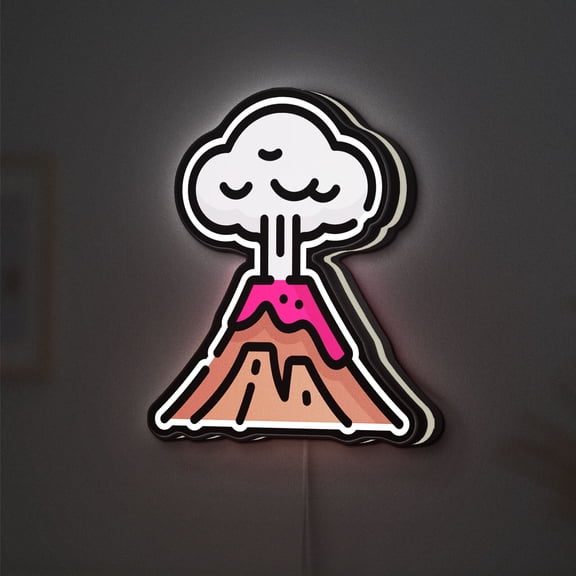 Volcano 3D Novelty Light Box, Volcanic Mountain Scene for Earth Science Rooms and Eco-Friendly Homes (Width 16 inch, 40cm)