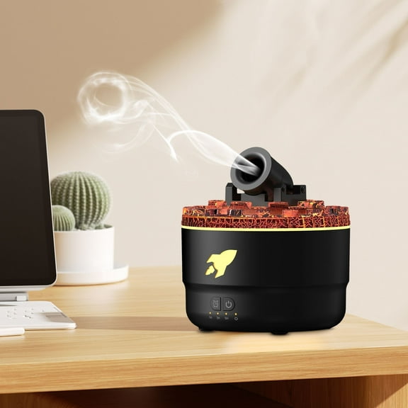 Volcano Aroma Diffuser with Colorful LED Lights, 500ml Humidifier for Home, 3 Timer Settings, Ultra Quiet (<36dB), Essential Oil Diffuser for Bedroom, Office, Spa - White, 24V Adapter Included