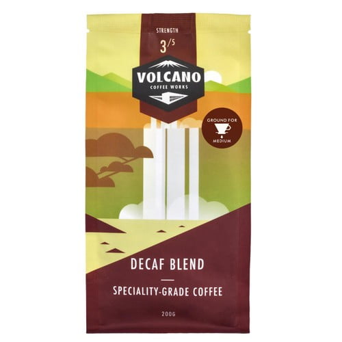 Volcano Coffee Works Decaf Delicious Anytime Ground Coffee 200g, British Import (Pack of 2)