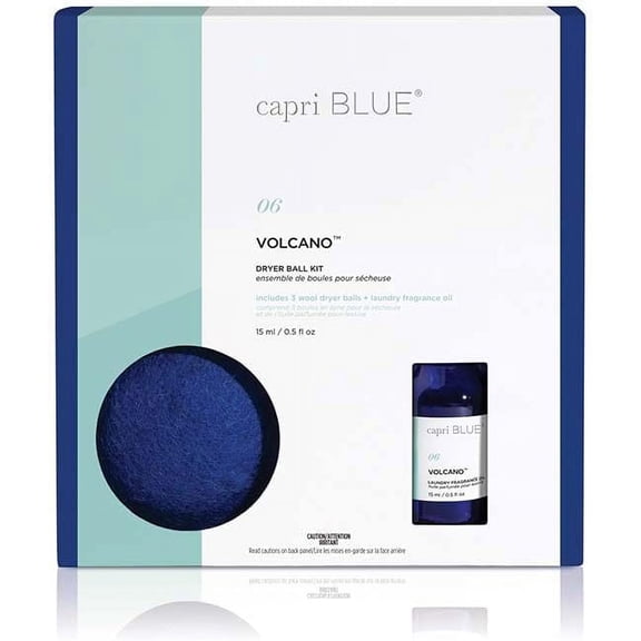 Volcano Dryer Ball Kit Includes 3 100% Wool Dryer Balls +1 Volcano Laundry Fragrance Oil Reusable Dryer Balls Eliminate Wrinkles, Static & Lint Cruelty Free & Non-Toxic Laundry Balls