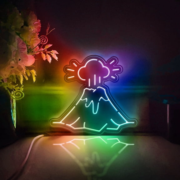Volcano Eruption Led Light Box, Dimmable Neon-Like Light Signs USB Power for Wall Decor Bedroom Decoration, Color Flow Effect (WxH) 16"x14"