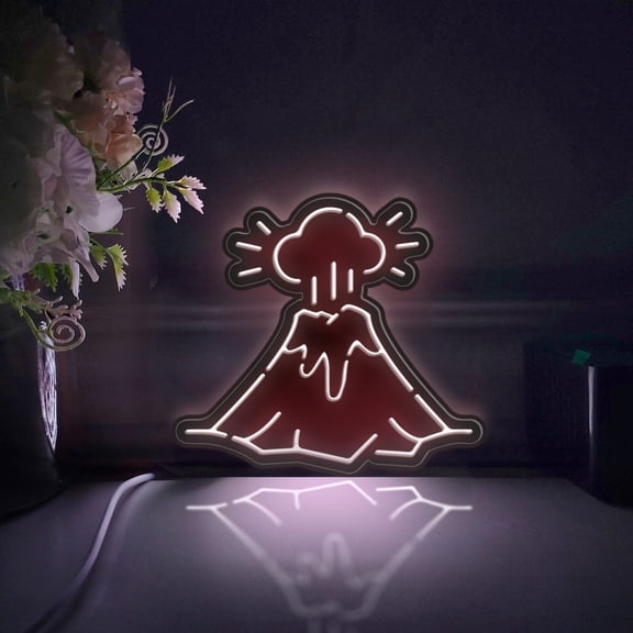 Volcano Eruption Led Light Box, Dimmable Neon-Like Light Signs USB Power for Wall Decor Bedroom Decoration, Static Light (WxH) 6"x6"