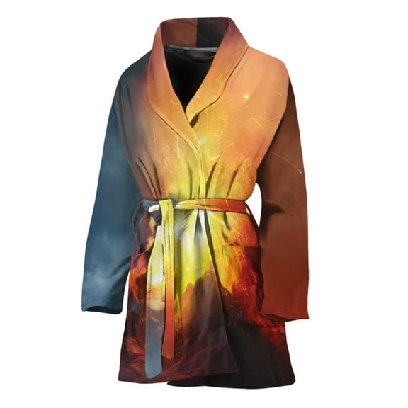 Volcano Eruption Women Bathrobe One Size Univeral Fits Fashion Lightweight Plush Fleece Long Robe For Women