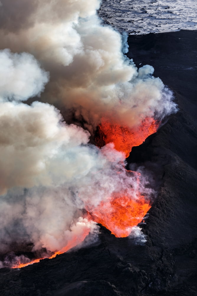 Volcano Eruption at the Holuhraun Fissure Bardarbunga Volcano Iceland Canvas Art - Panoramic Images (27 x 9)