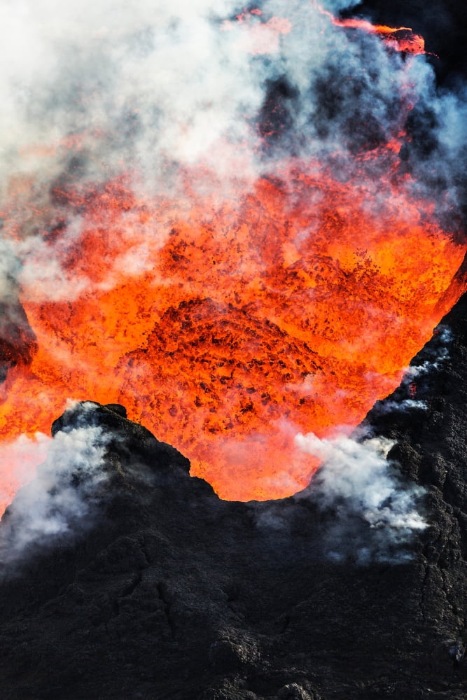 Volcano Eruption at the Holuhraun Fissure Bardarbunga Volcano Iceland Canvas Art - Panoramic Images (27 x 9)