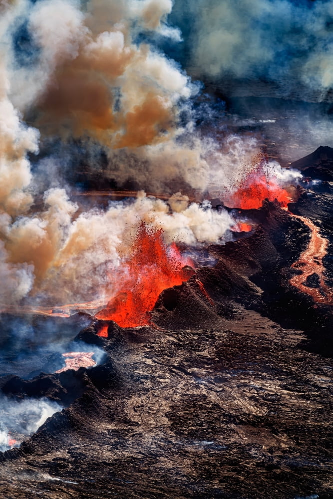 Volcano Eruption at the Holuhraun Fissure near Bardarbunga Volcano Iceland Canvas Art - Panoramic Images (27 x 9)