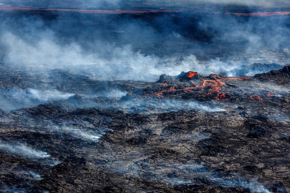 Volcano Eruption at the Holuhraun Fissure near Bardarbunga Volcano Iceland Canvas Art - Panoramic Images (36 x 12)