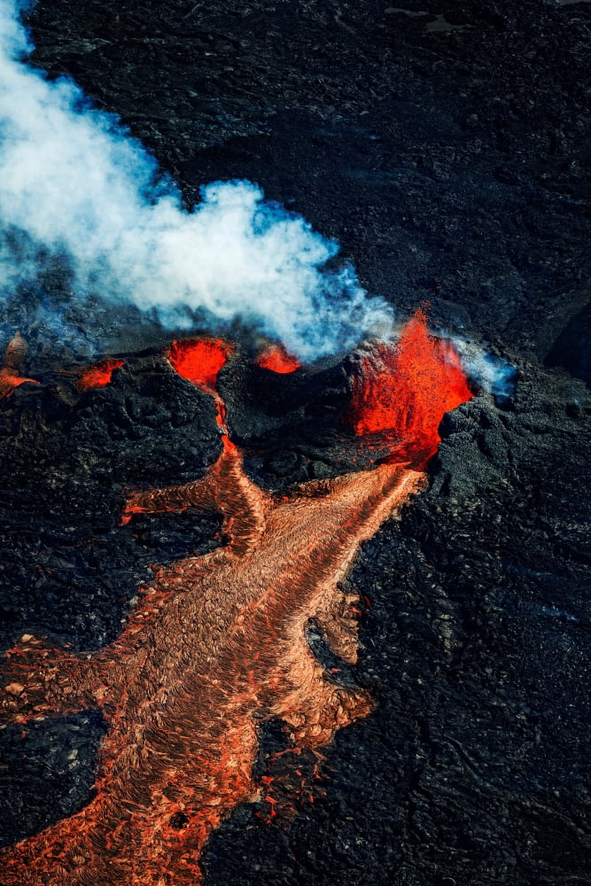 Volcano Eruption at the Holuhraun Fissure near Bardarbunga Volcano Iceland Canvas Art - Panoramic Images (36 x 12)