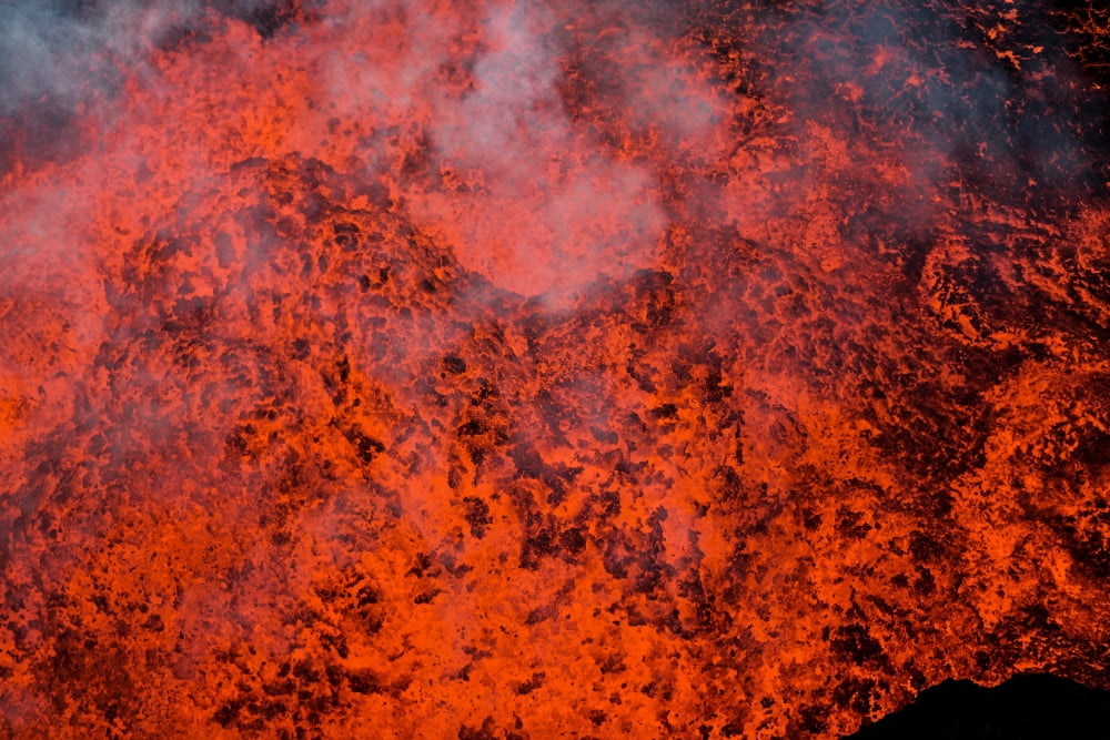 Volcano Eruption at the Holuhraun Fissure near the Bardarbunga Volcano Iceland Canvas Art - Panoramic Images (27 x 9)