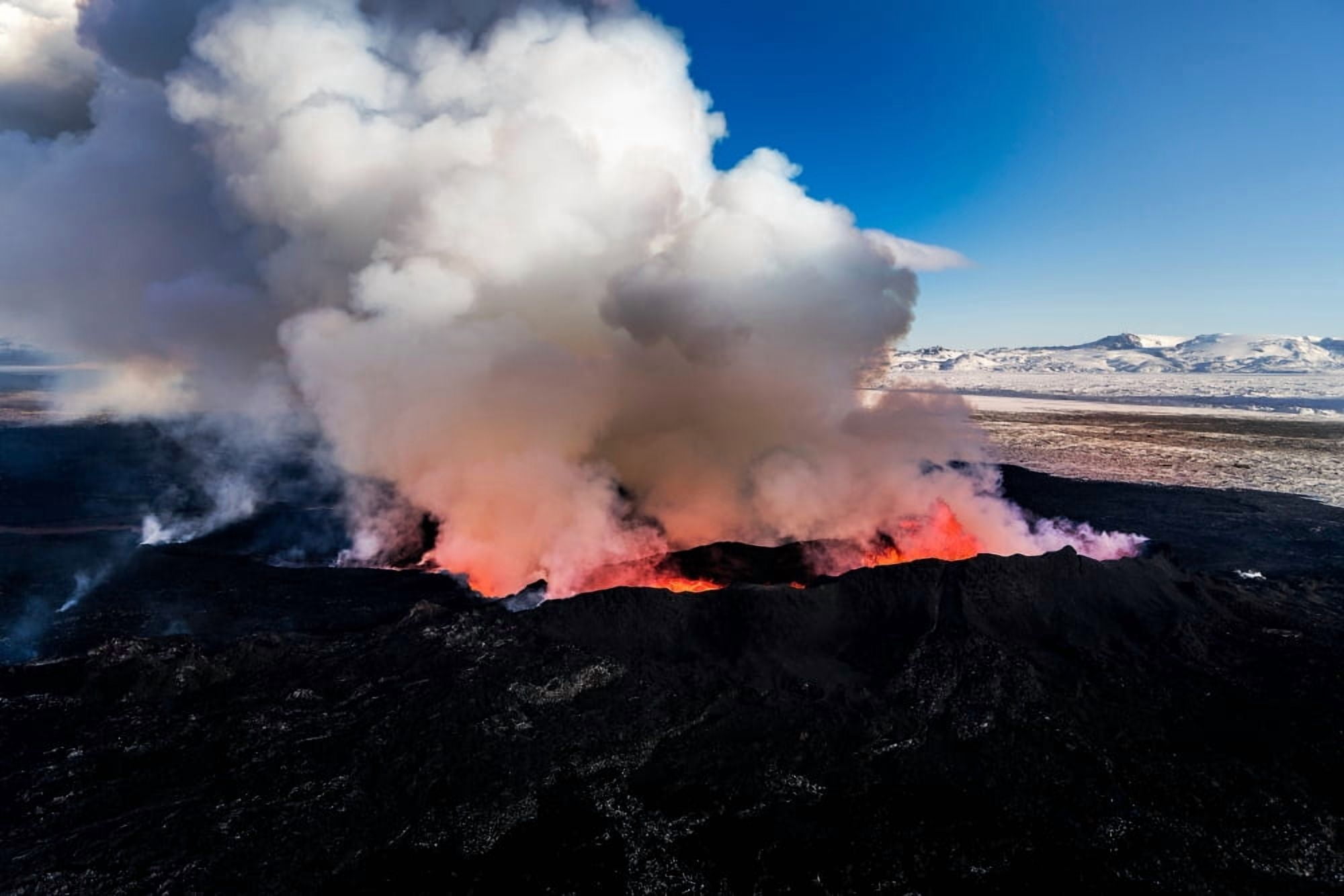 Volcano Eruption at the Holuhraun Fissure near the Bardarbunga Volcano Iceland Canvas Art - Panoramic Images (36 x 12)