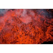 Volcano Eruption at the Holuhraun Fissure near the Bardarbunga Volcano Iceland Canvas Art - Panoramic Images 36 x 12