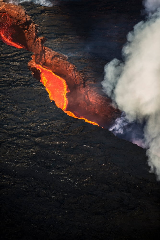 Volcano Eruption at the Holuhraun Fissure near the Bardarbunga Volcano Iceland Canvas Art - Panoramic Images (36 x 12)