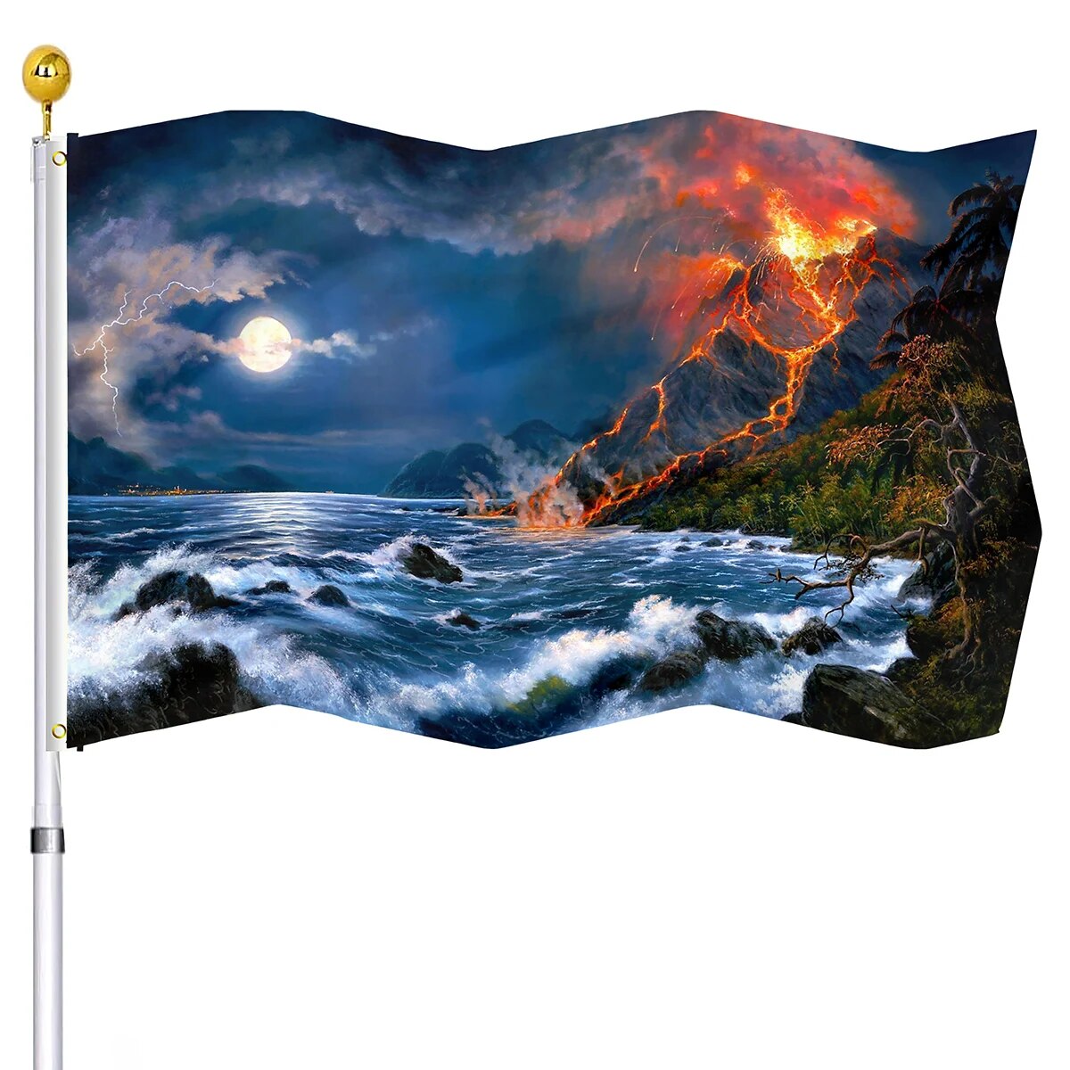 Volcano Flag Natural Landscape Outdoor Indoor House Flags Banner with ...