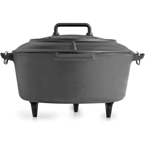 Volcano Grills 8-Quart Cast Iron Dutch Oven with Legs & Lid  Pre-Seasoned Campfire Cooking Pot, Heavy Duty Outdoor Camping Cookware for Baking, Roasting & BBQ