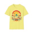 thumbnail image 1 of Volcano Hawaii Sun Set Unisex Softstyle T-Shirt Boho Style, 1 of 3