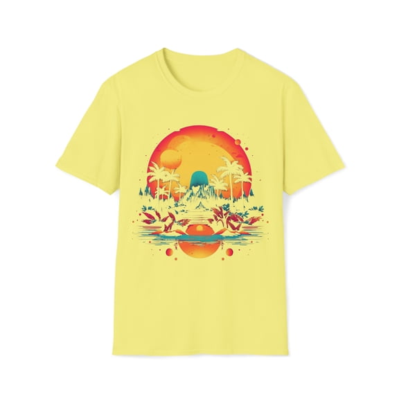 Volcano Hawaii Sun Set Unisex Softstyle T-Shirt Boho Style
