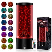 Volcano Lamp with Remote, 8.5" Black Eruption Night Light with 17 Color Changing Modes, USB-C or Battery Powered, Christmas Gift