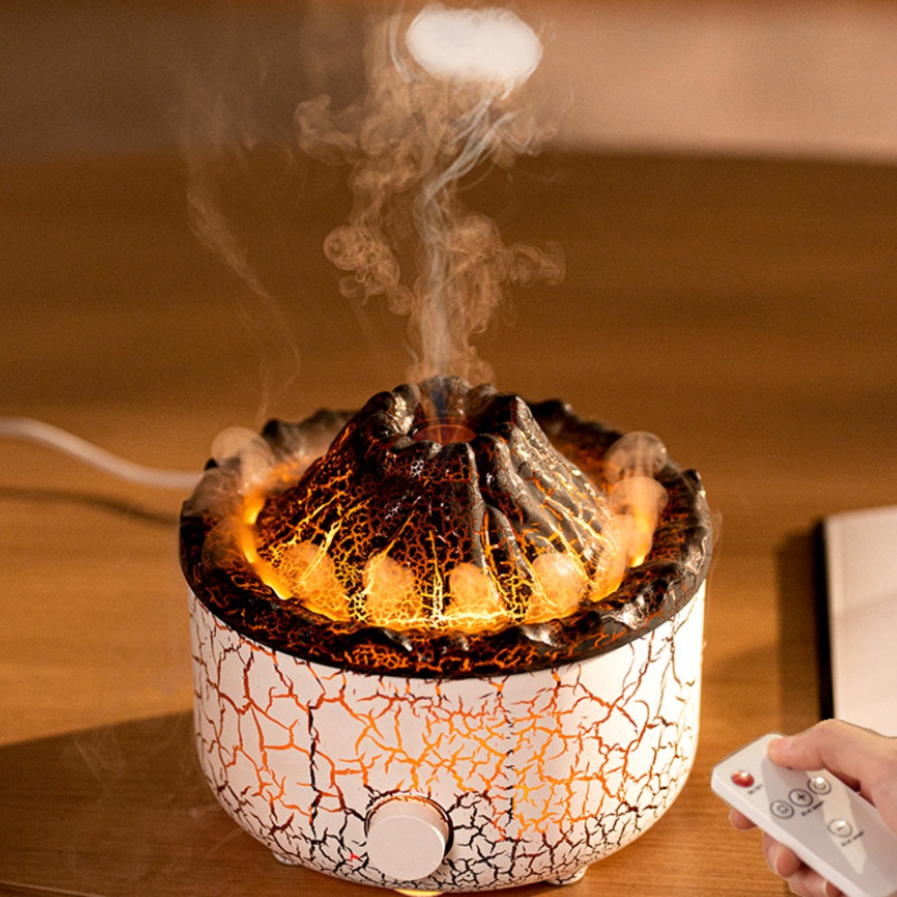 Volcano Shaped Aromatherapy Diffuser & Humidifier - 200mL, Auto Shut-Off, Color Changing Lights