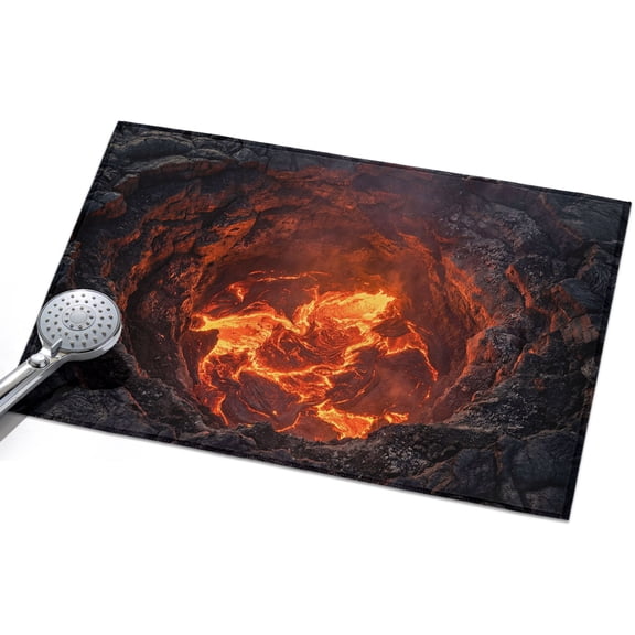 Volcano Lava Area Rug, Nature Abstract Volcano Dark Abyss Fire Non-Slip Felt Rubber Backing Rectangle Indoor Carpet Washable Rugs for Living Room Bedroom 2x3ft