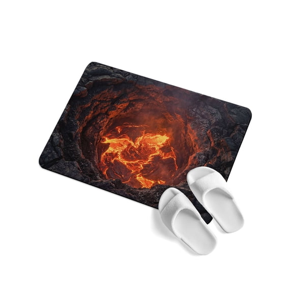 Volcano Lava Soft Diatomaceous Earth Mat, Nature Abstract Volcano Dark Abyss Fire Absorbent Bath Mat Non Slip Rubber Backed Quick Dry Doormat Fit Under Door for Bathroom Kitchen 16"x24"