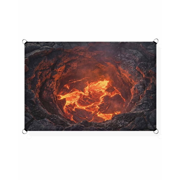 Volcano Lava Sun Shade Sail 14'X18' Nature Abstract Volcano Dark Abyss Fire UV Block Outdoor Sail Shades Breathable Waterproof Rectangular Sunshade for Patio Garden Pool Pergola Porch
