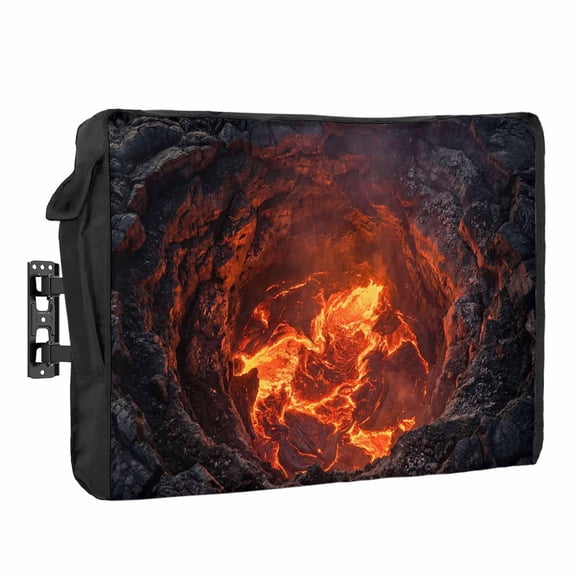 Volcano Lava Waterproof Outdoor TV Cover, Nature Abstract Volcano Dark Abyss Fire Outside Weatherproof TV Enclosures for 30 to 32 Inch LCD Television Shield Flat Screen Protectors
