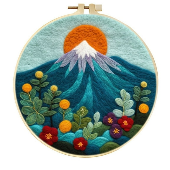Volcano Needle Felting Set, Beginner Felt Painting Set, With Wool Felt Painting Set, Decorative Frame, Suitable for Home Decoration