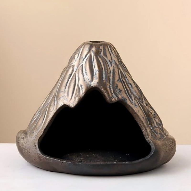 Volcano Palo Santo Holder - Ceramic Incense Burner with Ash Catcher, Textured Mountain Design Palo Santo Holder Stick Holder for Smudging, Meditation, Yoga & Rustic Home Decor-Rust Glaze