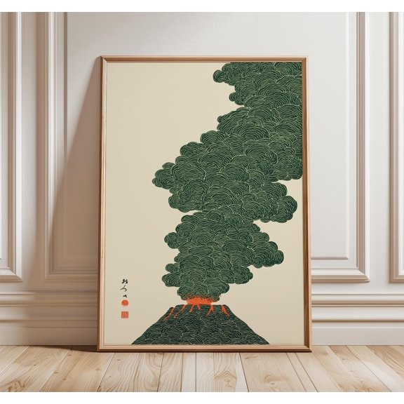 Volcano Print Japanese Style Eruption Poster 2