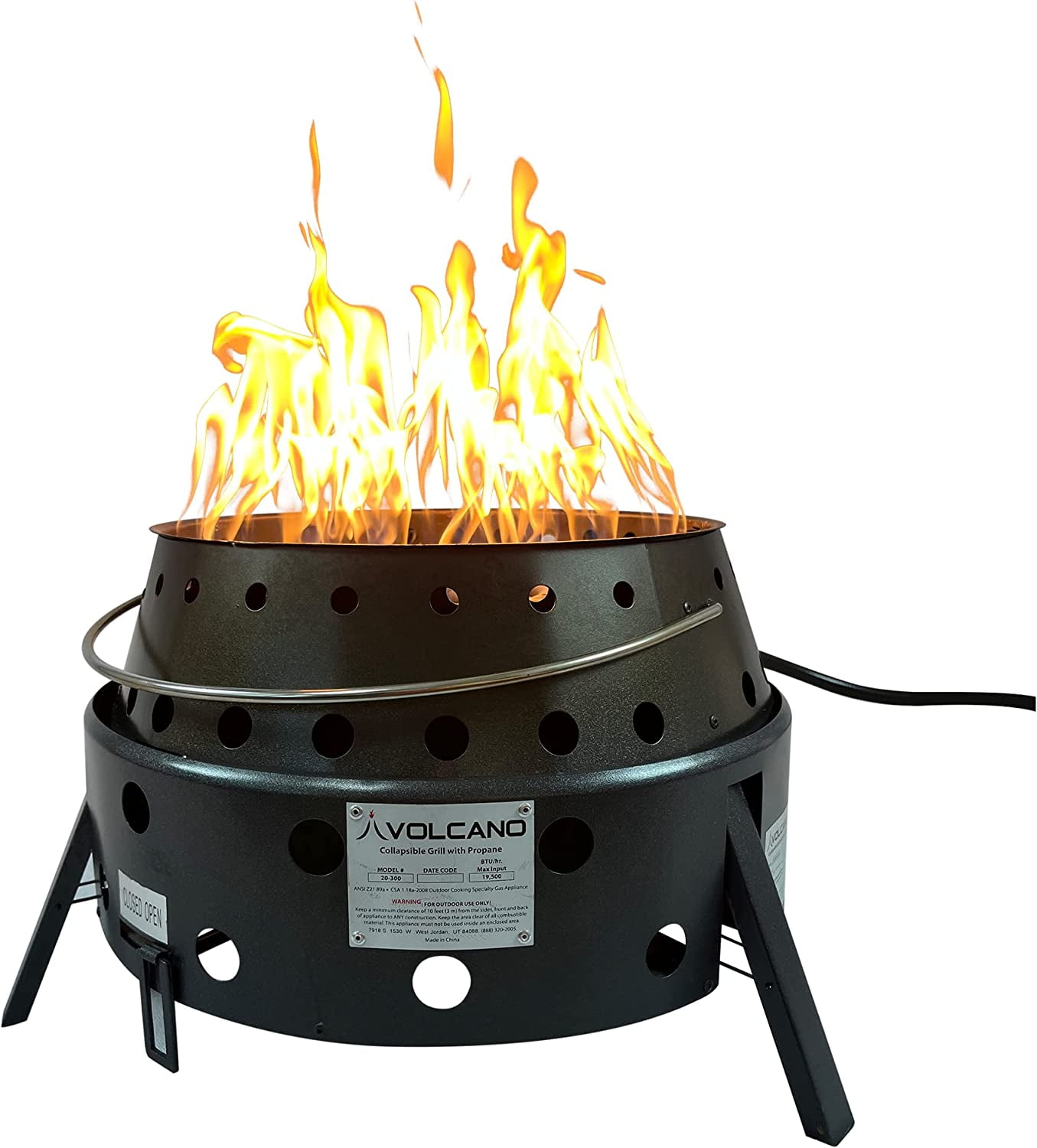 Volcano Propane Fire Pit Burner Ring – Portable Outdoor Fire Pit Accessory for Volcano Collapsible Grill, Includes Hose, Regulator & J-Tube, Steel Burner Ring, Quick Assembly (Grill Sold Separately)