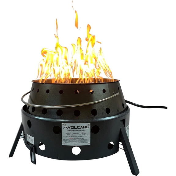 Volcano Propane Fire Pit Burner Ring Portable Outdoor Fire Pit Accessory for Volcano Collapsible Grill, Includes Hose, Regulator & J-Tube, Steel Burner Ring, Quick Assembly (Grill Sold Separately)