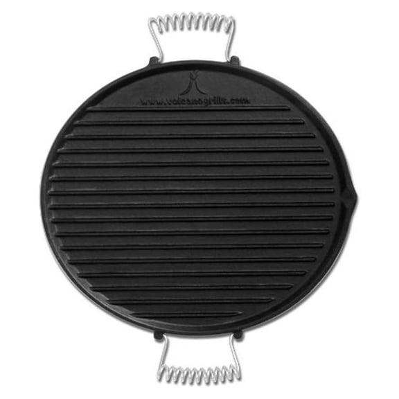Volcano Reversible Cast Iron Grill Pan Griddle Skillet for Volcano Collapsible Grill, Dual-Sided Flat & Ribbed Cooking Surface, Pre-Seasoned Round Plate, Portable Outdoor Camping Cooking Accessory
