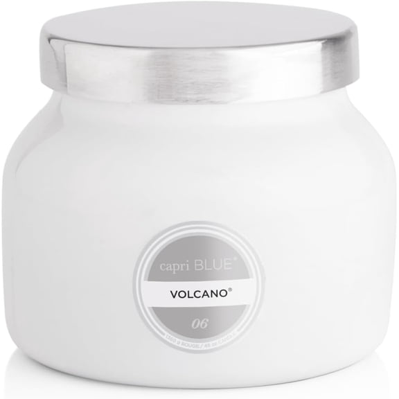 Volcano Scented - Luxury Glass Jar for Home Scented with Tropical Fruit & Sugared Citrus - Soy Wax Blend - Volcano - White Color (8 oz)