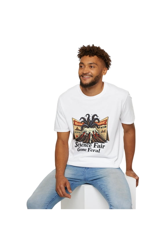 Volcano Science Horror Tentacle Experiment Funny Unisex Softstyle T-Shirt