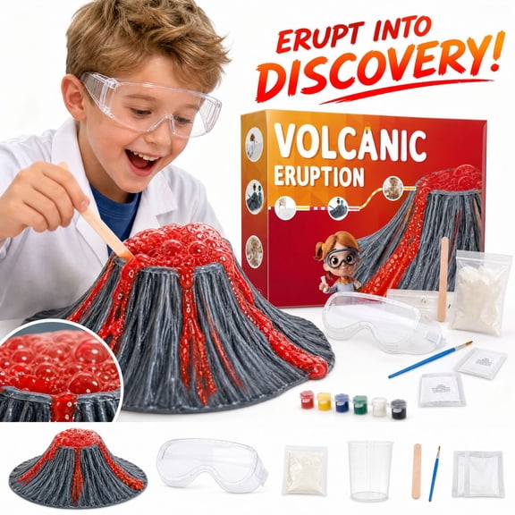 Volcano Science Kit Featuring Hands-On Science Experiments for Student with Real Erupting Action and Science Goggles for Hobby Science Kits and Hobby Activities for Student Ages