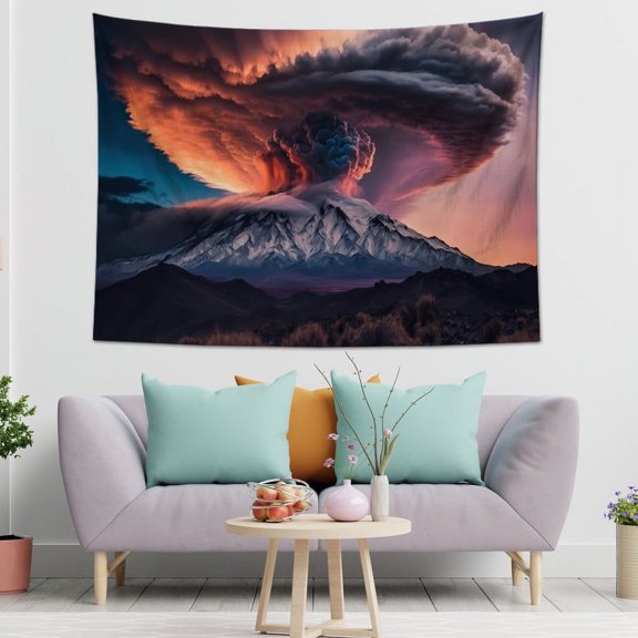 Volcano Tapestry, Wall Tapestry, Home Decor, Erupting Volcano, Indoor Wall Tapestry, Tapestry Wall Decor, Large Wall Tapestry