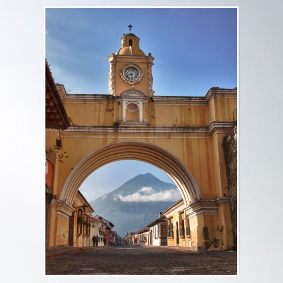 Volcano Through The Arch Poster Wall Art, Modern Wall Decor, 12x18 UNFRAMED