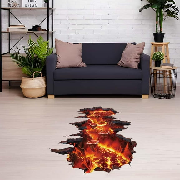 Volcanoes 3D Wall Sticker Lava 3D Wall Decals Molten Rock Peel and Stick Vinyl Art Decor Volcanoe Stickers Decals for Boys Room Living Room Bedroom Wallpaper Large Size Decoration