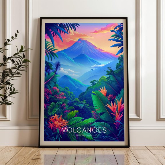 Volcanoes National Park Rwanda Travel Print, Africa Wall Art, Unframed Paper Poster 8x10in