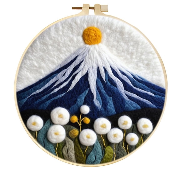 Volcanoes Needle Felting Set, Beginner Felt Painting Set, With Wool Felt Painting Set, Decorative Frame, Suitable for Home Decoration