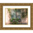thumbnail image 1 of Volcjoks, Edijs 14x11 Gold Ornate Wood Framed with Double Matting Museum Art Print Titled - Retro Window and Flowers, 1 of 4