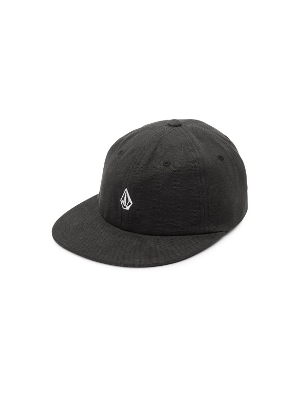 6 Panel Flat Peak Adjustable Cap, Black, One Size