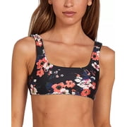 Volcom BLACK Juniors Leaf It Be Printed Bikini Swim Top, US X-Small