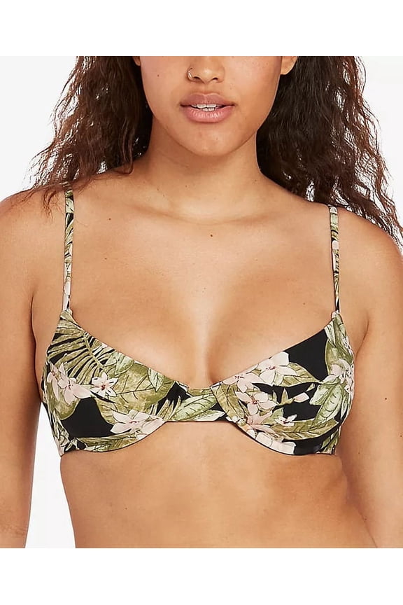 BLACK MULTI Juniors' Midnight Tropic Underwire Bikini Top, US X-Large