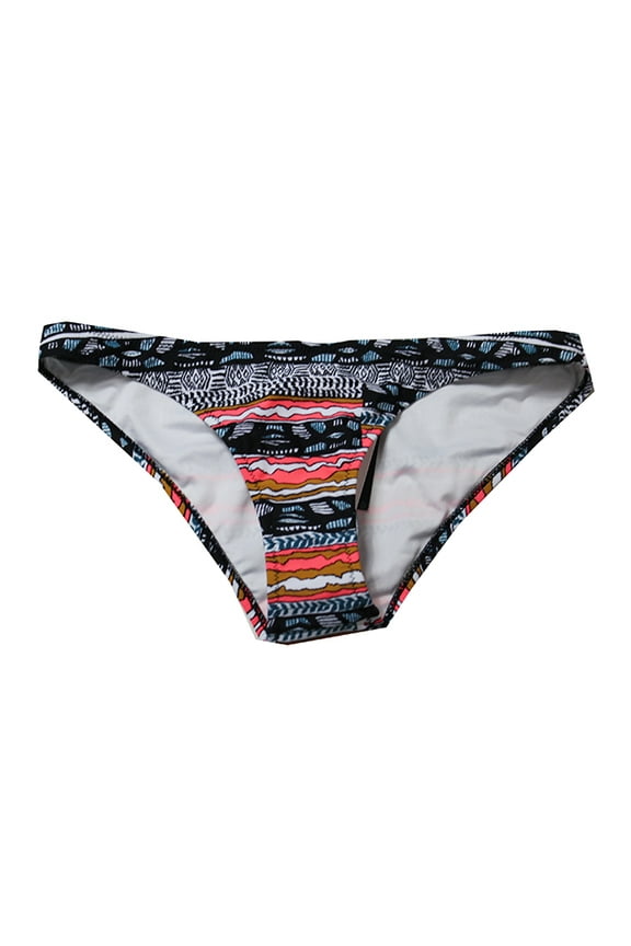 Black Multi Print Full Bikini Bottom S