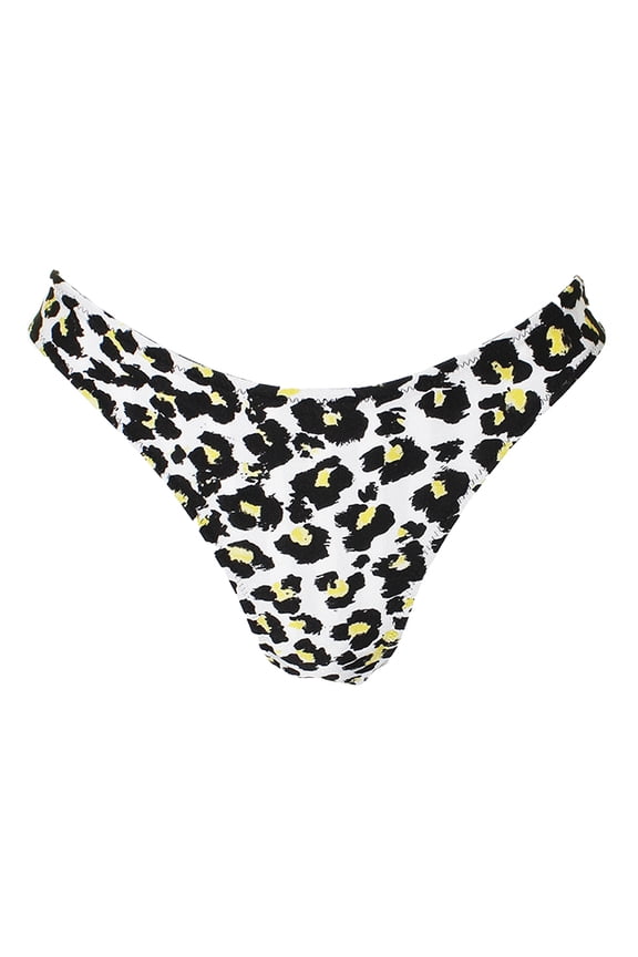 Black Multi Seeing Spots Printed High-Leg Bikini Bottom L